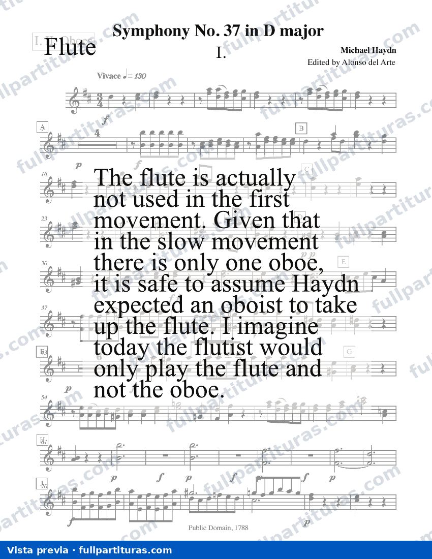 Symphony No.37 in D major, MH 476: Flauta — preview