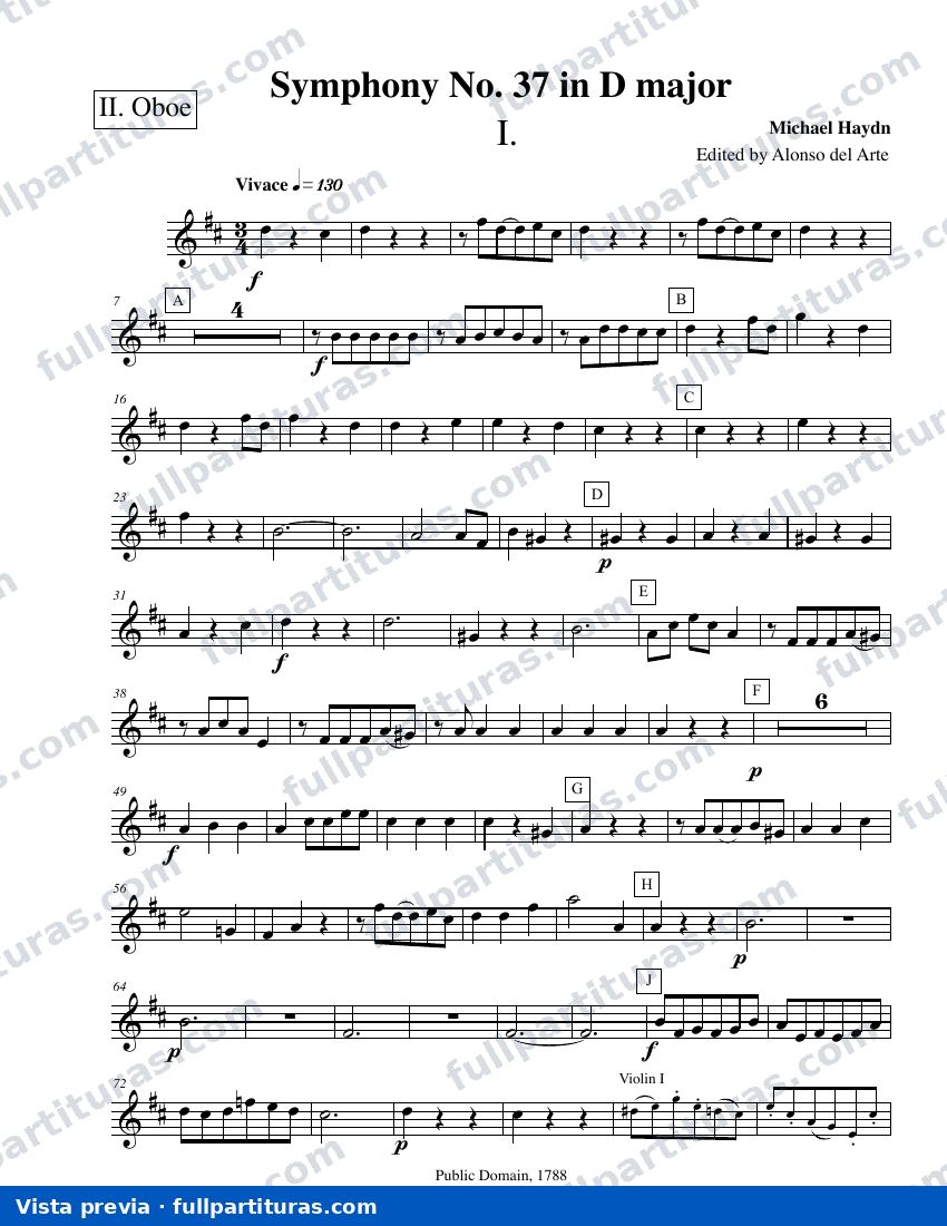 Symphony No.37 in D major, MH 476: Oboe 2 — preview