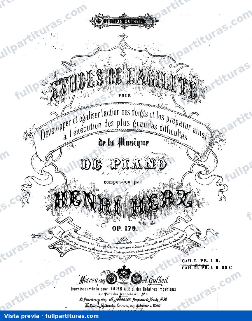 30 Etudes progressives, Op.119: Ãtudes de l'agilitÃ©, Op.179 — preview