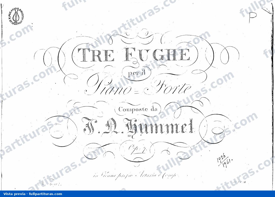 Estudios para Piano: Tres Fugas para Pianoforte — Vorschau