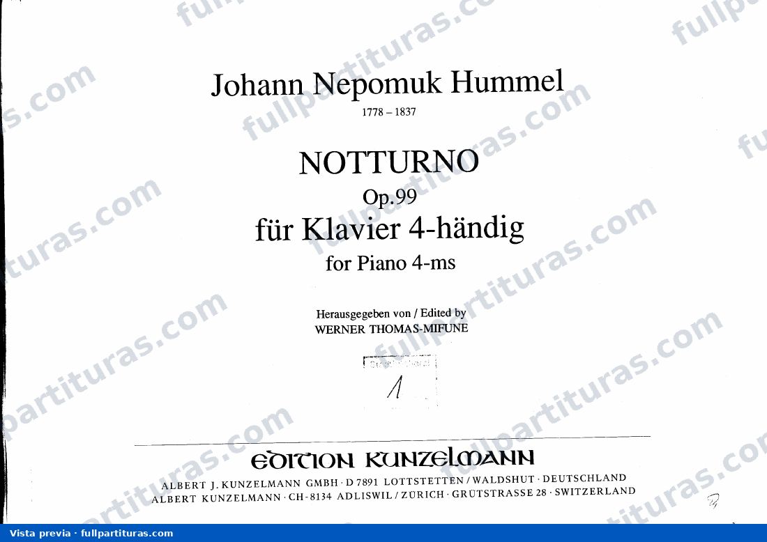 Conciertos para Piano: Nocturno Op. 99 para piano a cuatro manos — Vorschau
