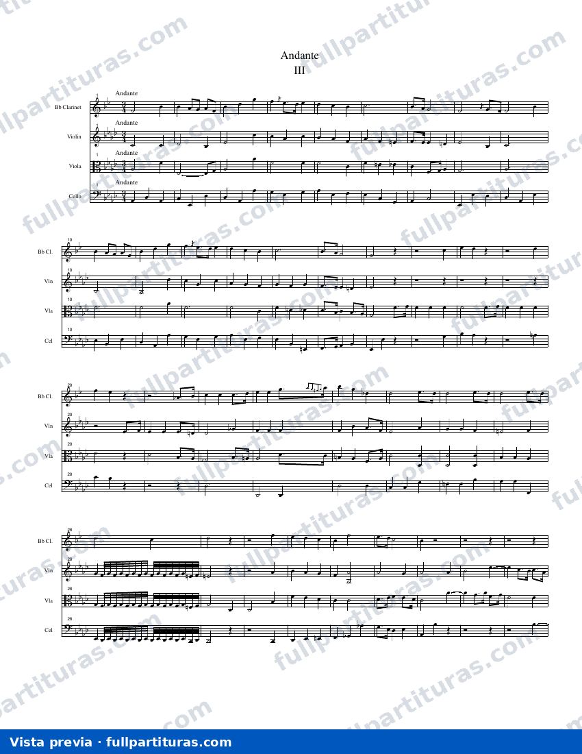 Cuarteto para Clarinete en Si b: Tercer movimiento — preview