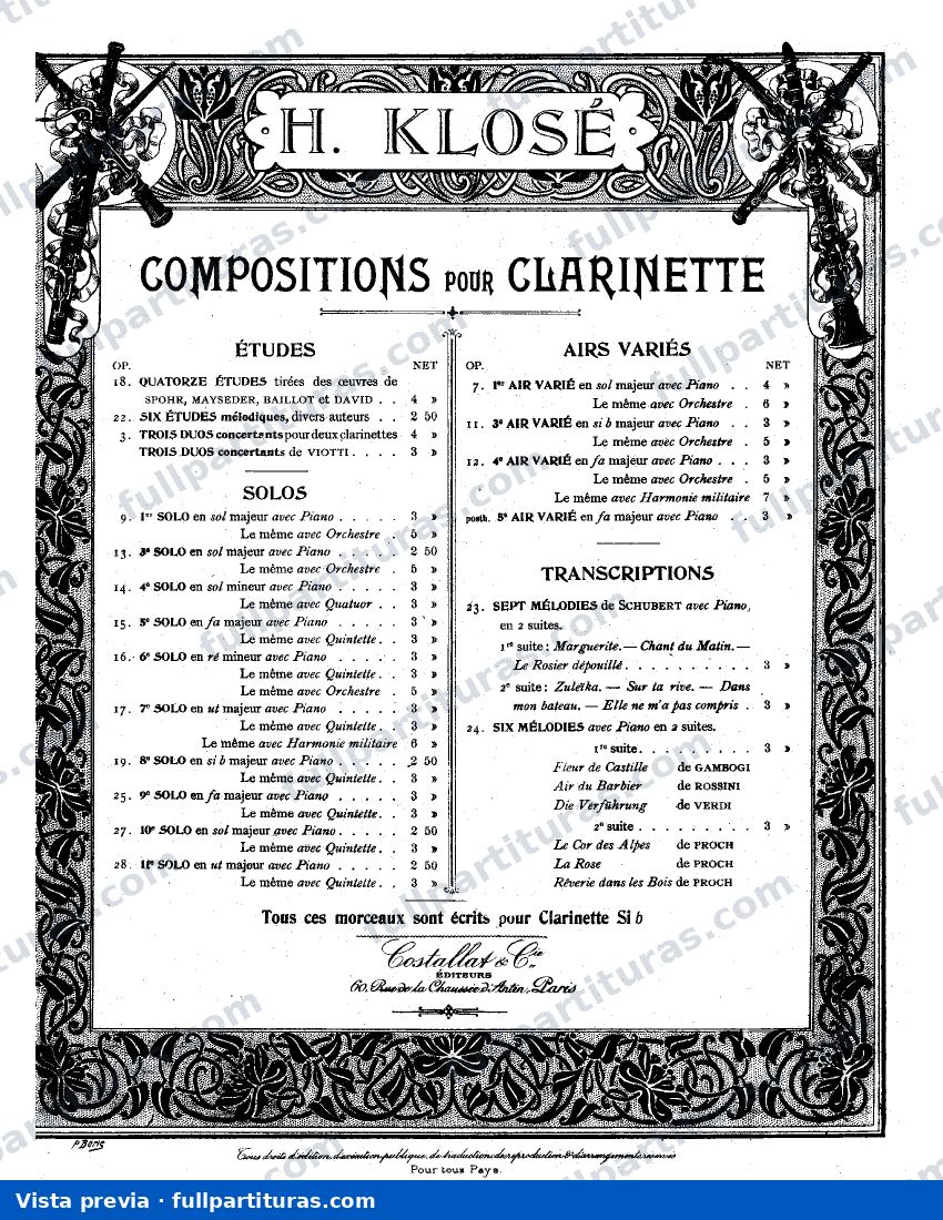 Solo No.10 for Clarinet and Piano, Op.27 — vista previa
