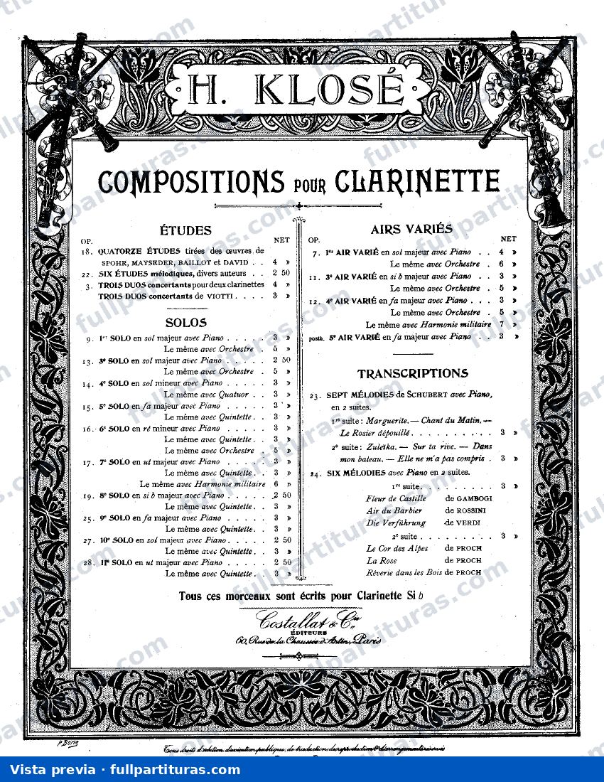 Solo No.11 for Clarinet and Piano, Op.28 — vista previa