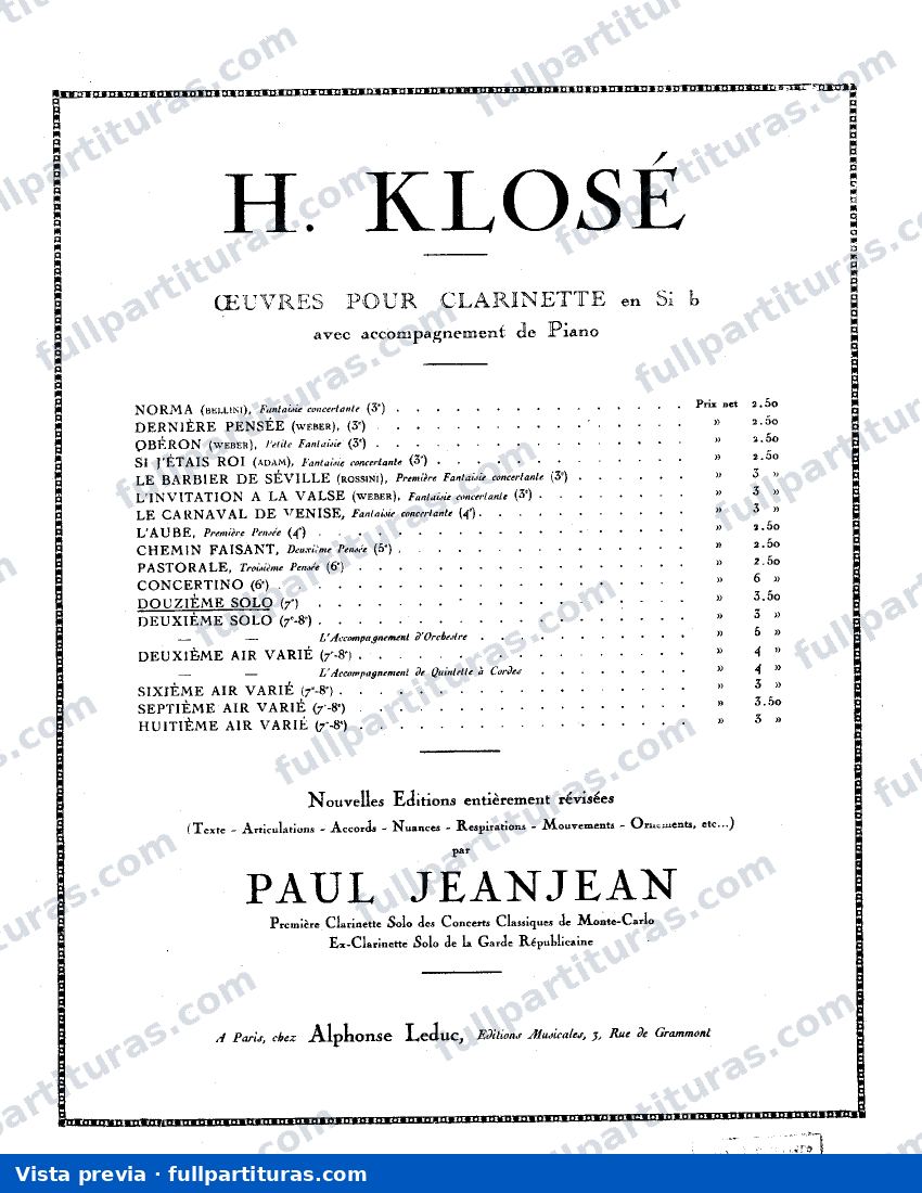 Solo No.12 for Clarinet and Piano — vista previa