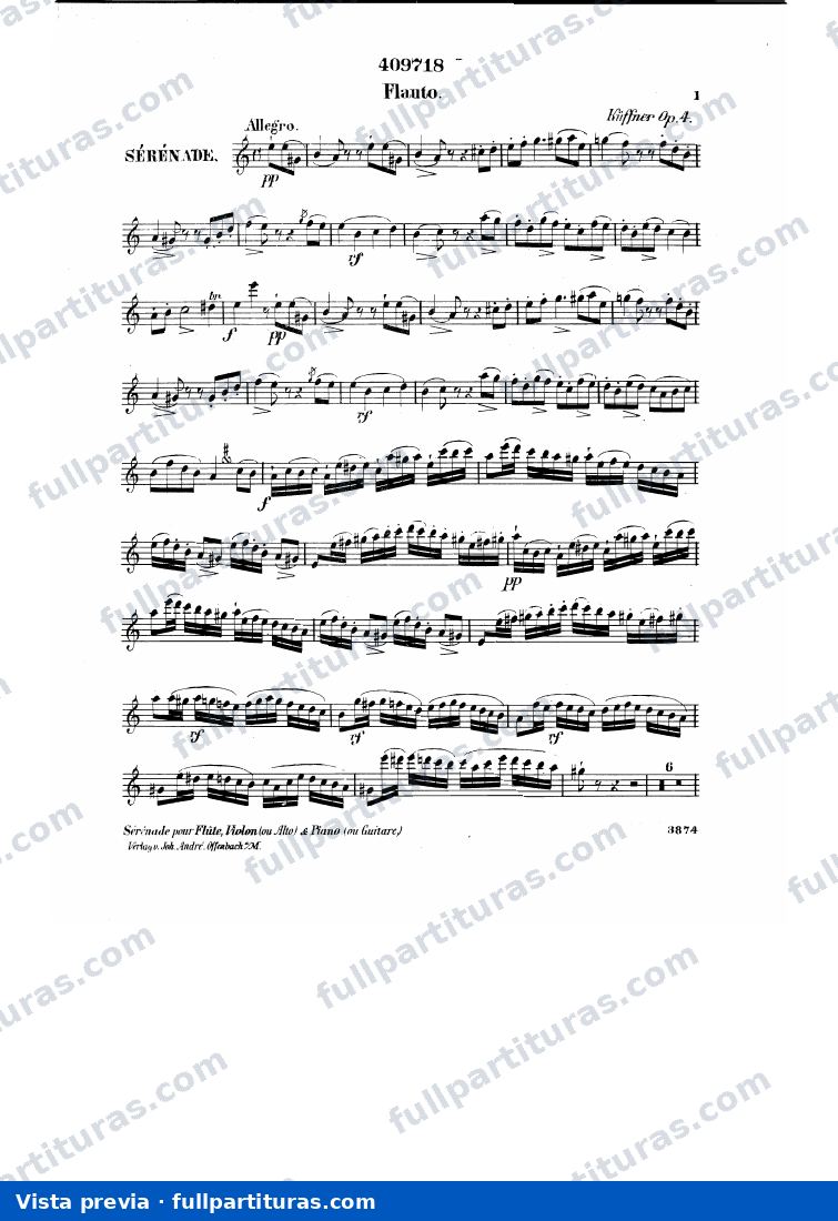 Serenade for Flute, Violin and Piano, Op.4: Flauta — preview