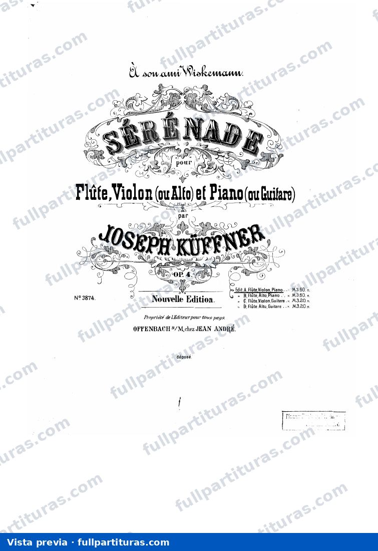 Serenade for Flute, Violin and Piano, Op.4: Piano — preview