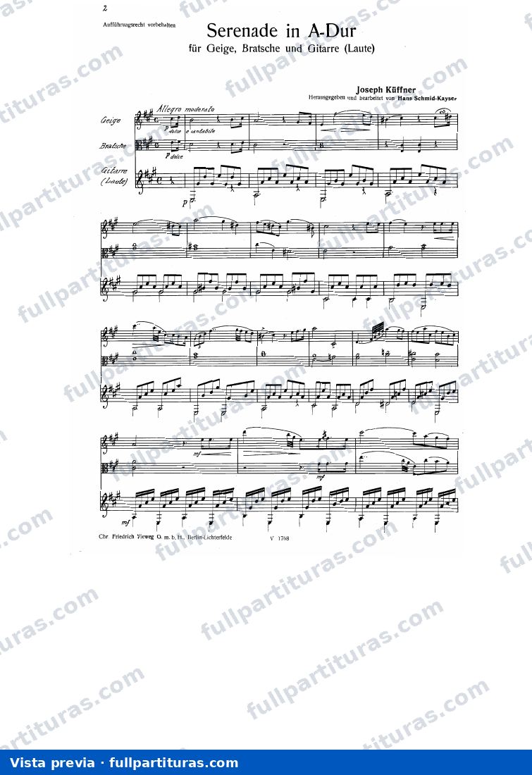 Serenade for Violin, Viola and Guitar, Op.214: Guitarra — preview