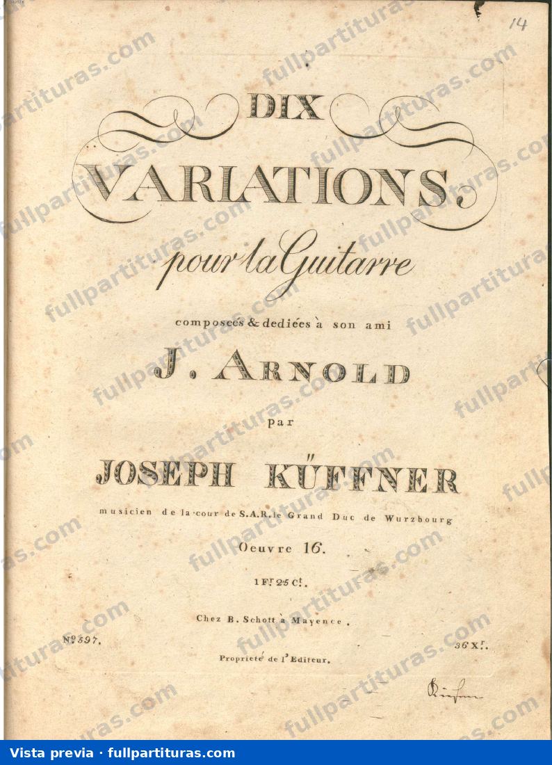 Sonata for Piano and Guitar, Op.42: 10 Variations for Guitar, Op.16 — preview