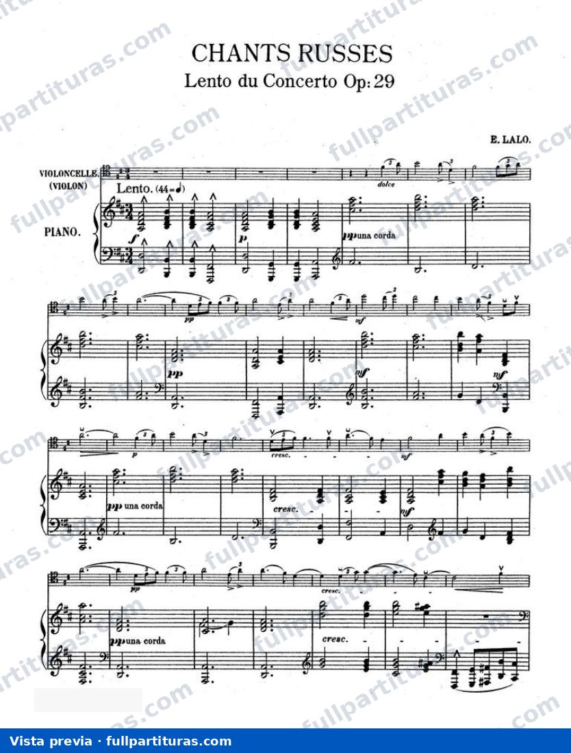 Chants Russes Op. 29 cello and piano — vista previa