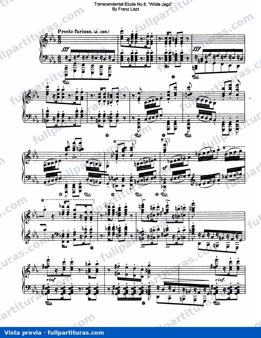Etudes d'execution transcendante No 8 (Wilde Jagd) — preview