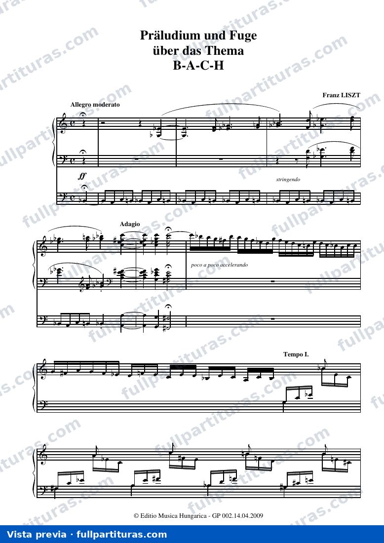 Preludios: Preludio y fuga con el nombre de BACH S. 260 — preview
