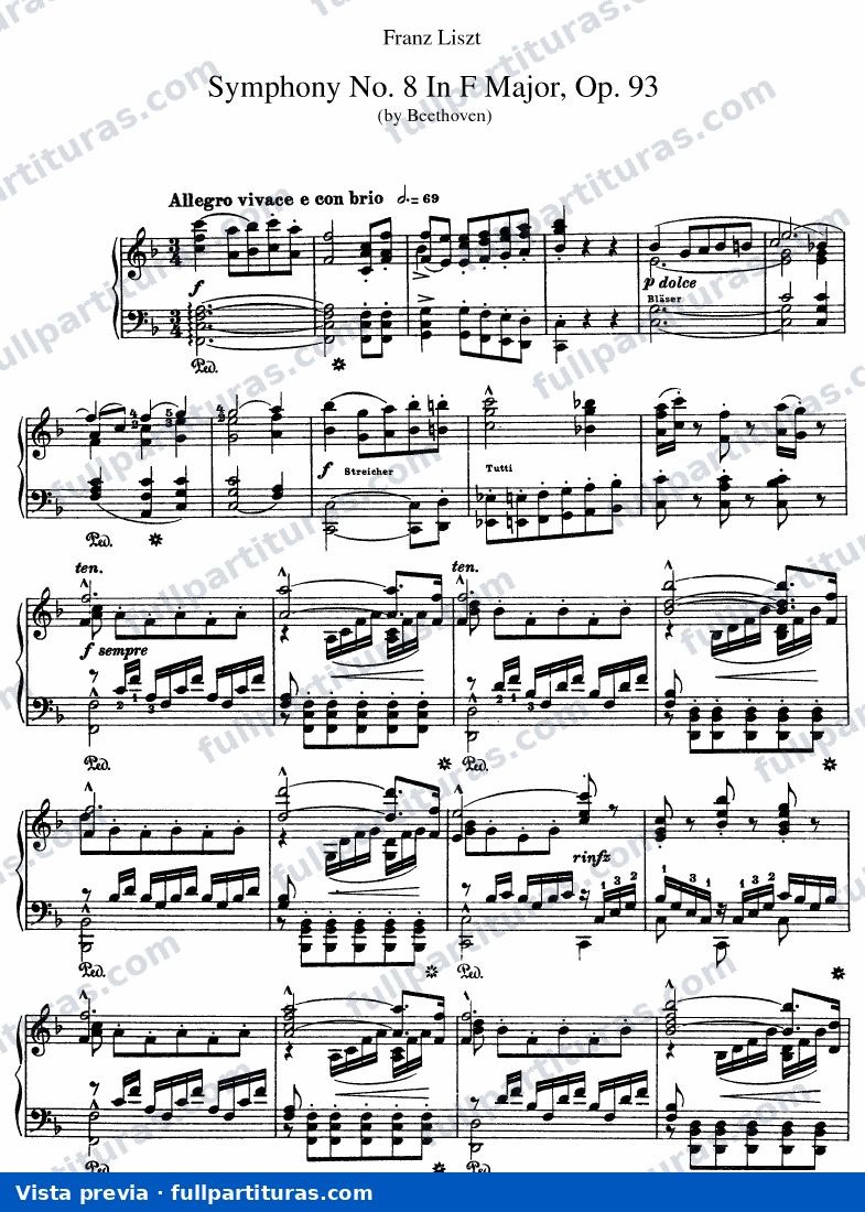 Beethoven: 8ª Sinfonía de Beethoven transcripción para piano — preview