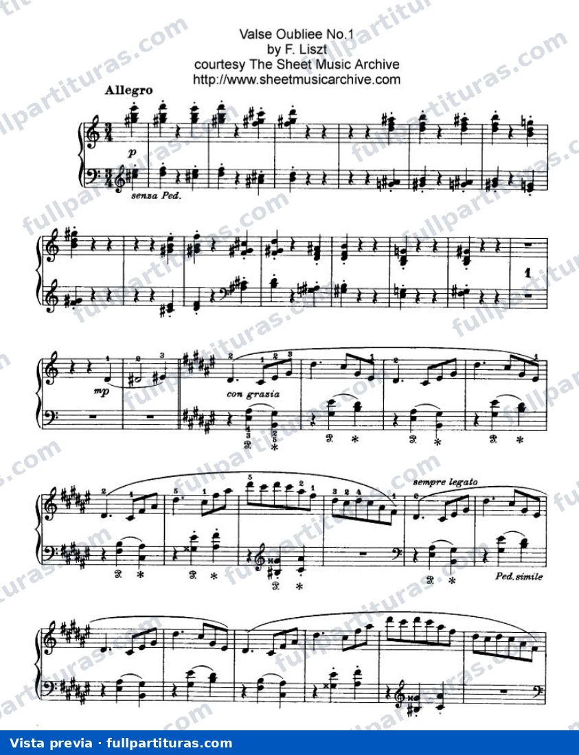 Valse Oubliee No.1 — preview