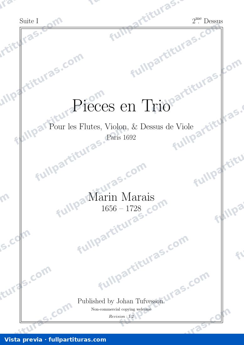 Piezas en Trio Para Flautas, Violín, & Viola da Gamba: 2ª Viola da Gamba — preview