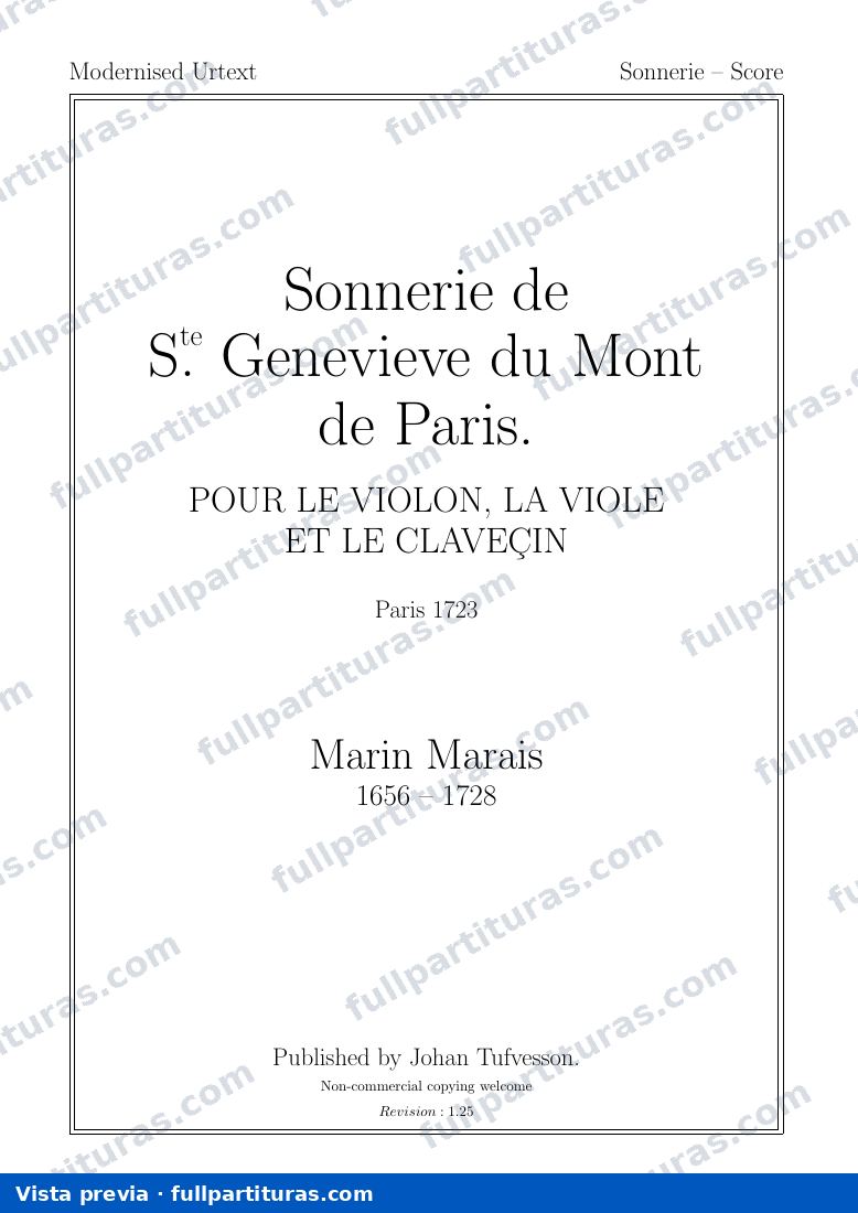 Sonnerie de Ste Genevieve du Mont de Paris: Partitura completa/ Clavecin — aperçu