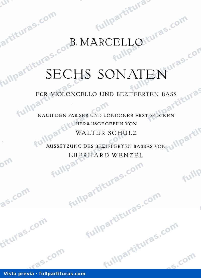Seis Sonatas para Cello y Teclado o Bajo Continuo: Violoncello y Teclado — preview