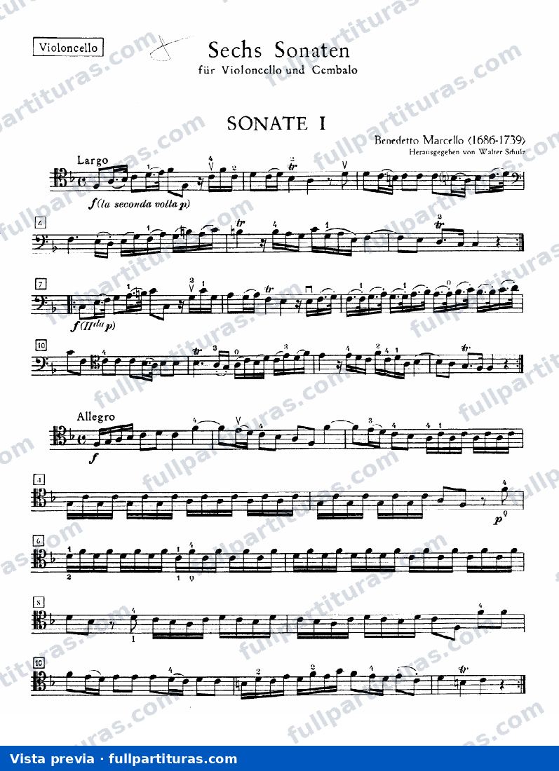 Seis Sonatas para Cello y Teclado o Bajo Continuo: Violoncello solista — preview