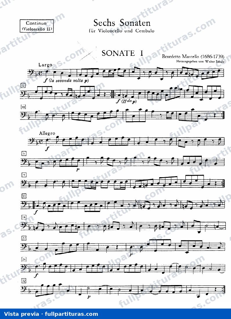 Seis Sonatas para Cello y Teclado o Bajo Continuo: Violoncello II — vista previa