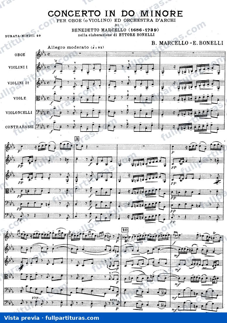 Concierto para Oboe (Violín) y Orquesta de Cuerdas en Do m — vista previa