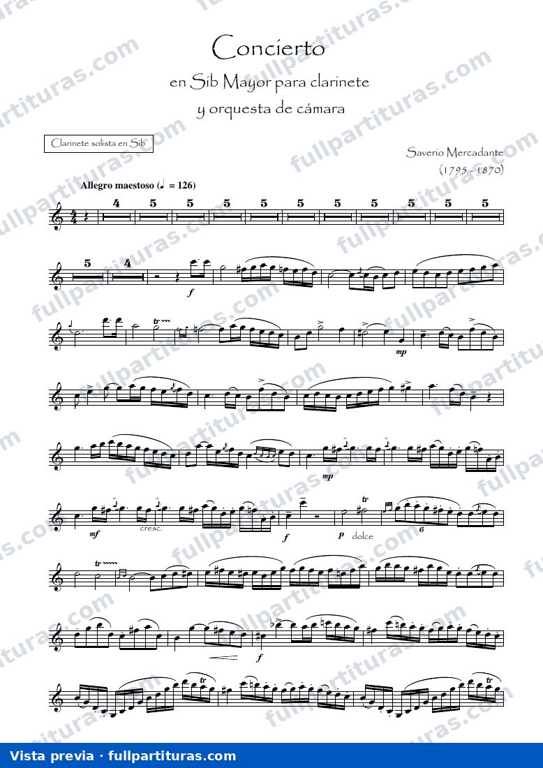 4 Canzone napoletane: Concerto in Si bemolle maggiore per clarinetto e orchestra — preview