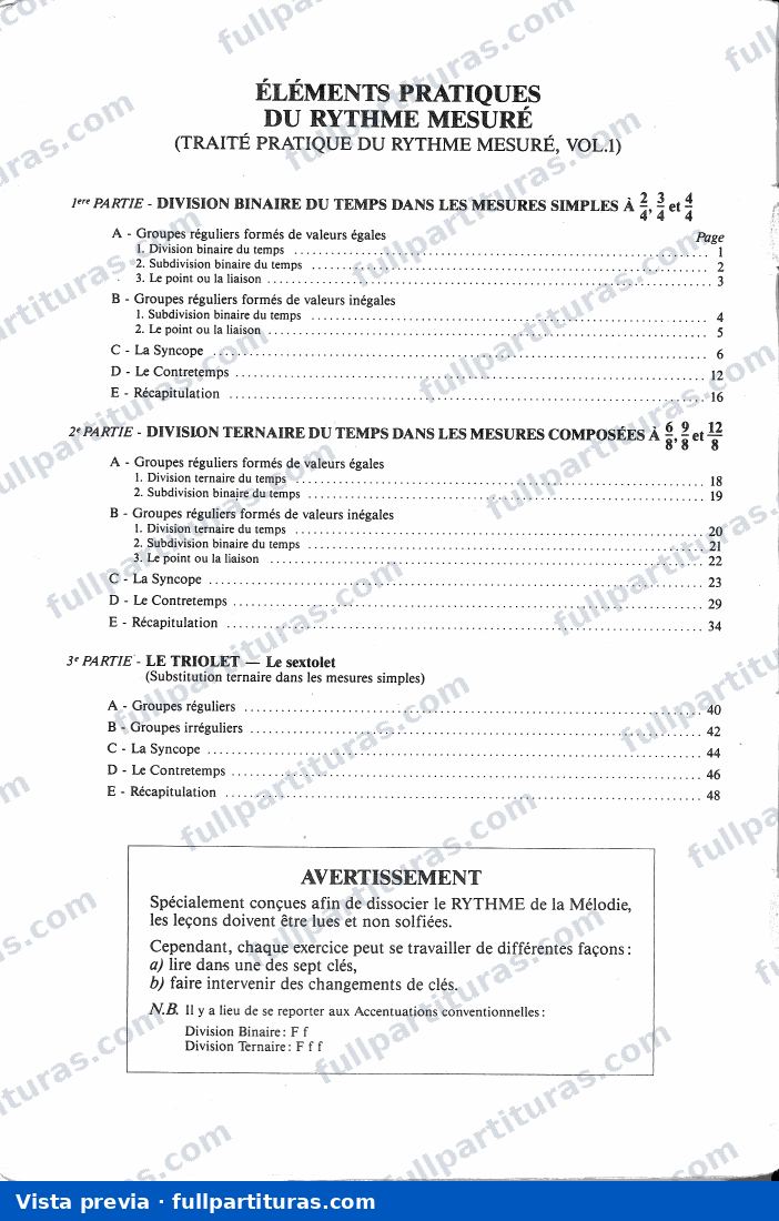 Elements pratiques du rythme mesure Vol. 1 — preview