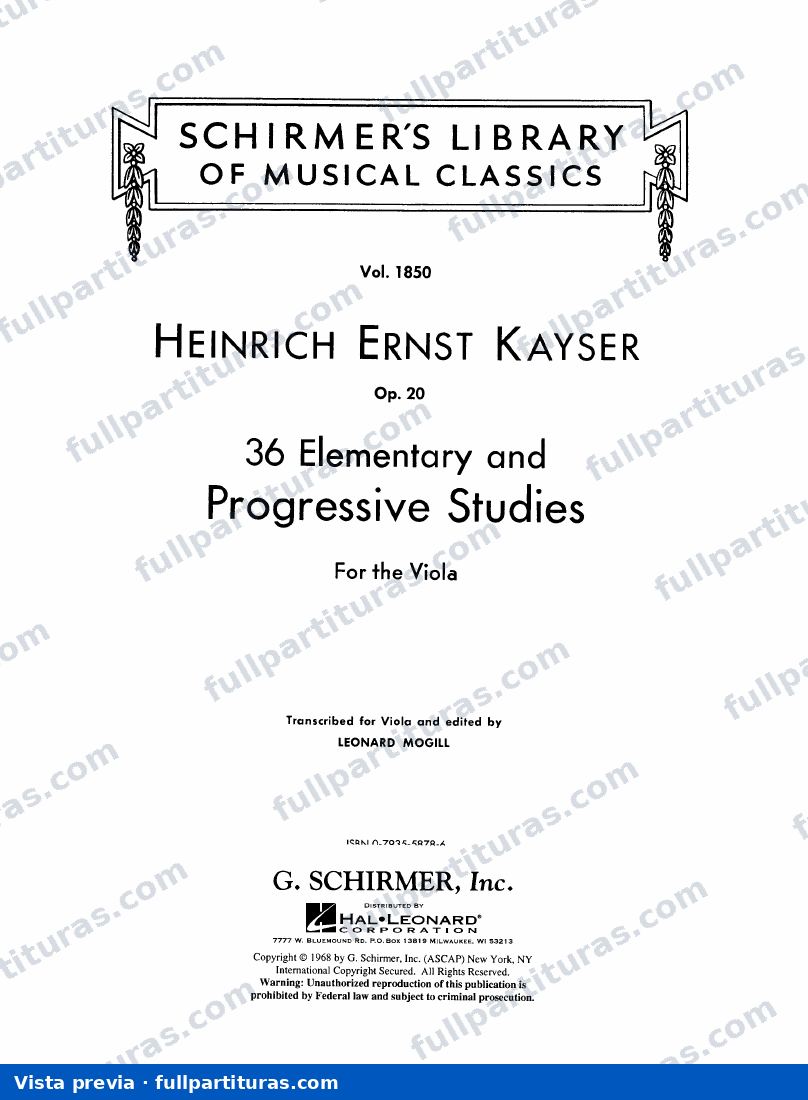 36 Estudios Progresivos para Viola Op. 20 — preview