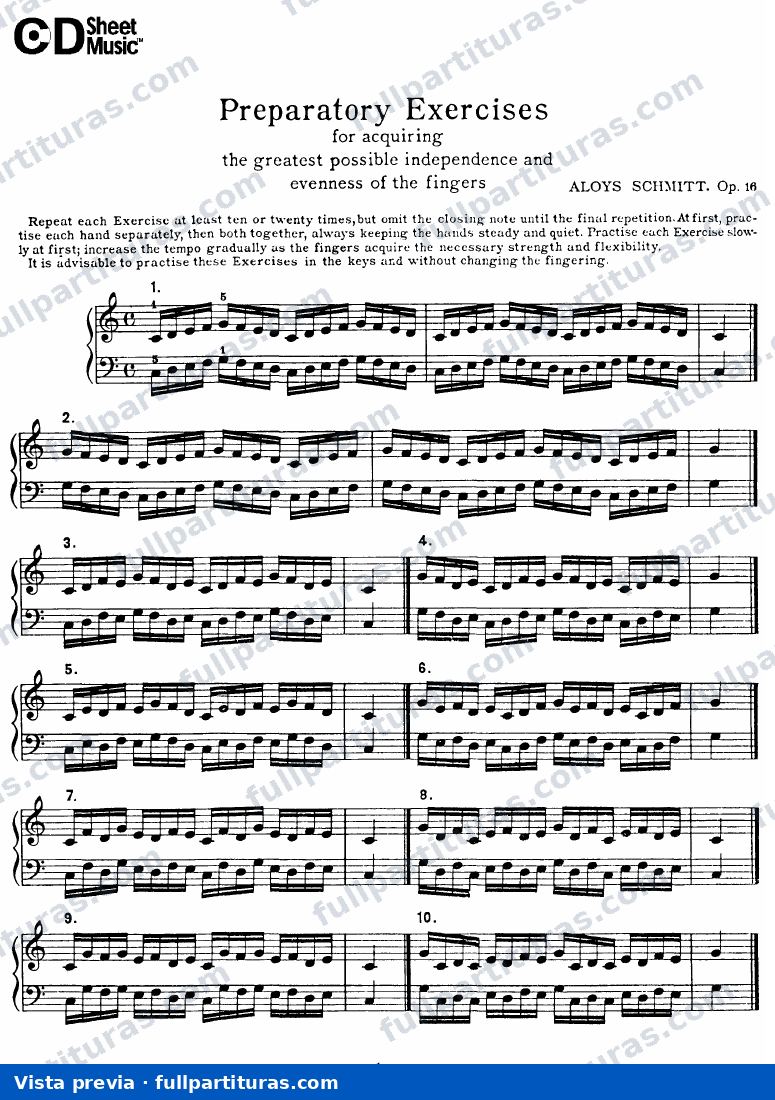 Schmitt: Ejercicios preparatorios Op. 16 — preview