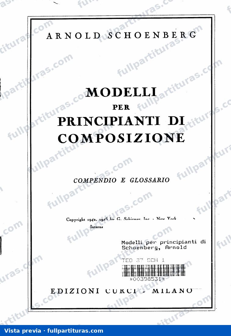 Schoemberg: Modelli per principianti di composizione — preview