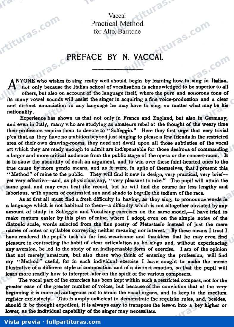 Vaccai: Método Práctico - Alto y Baritono — preview