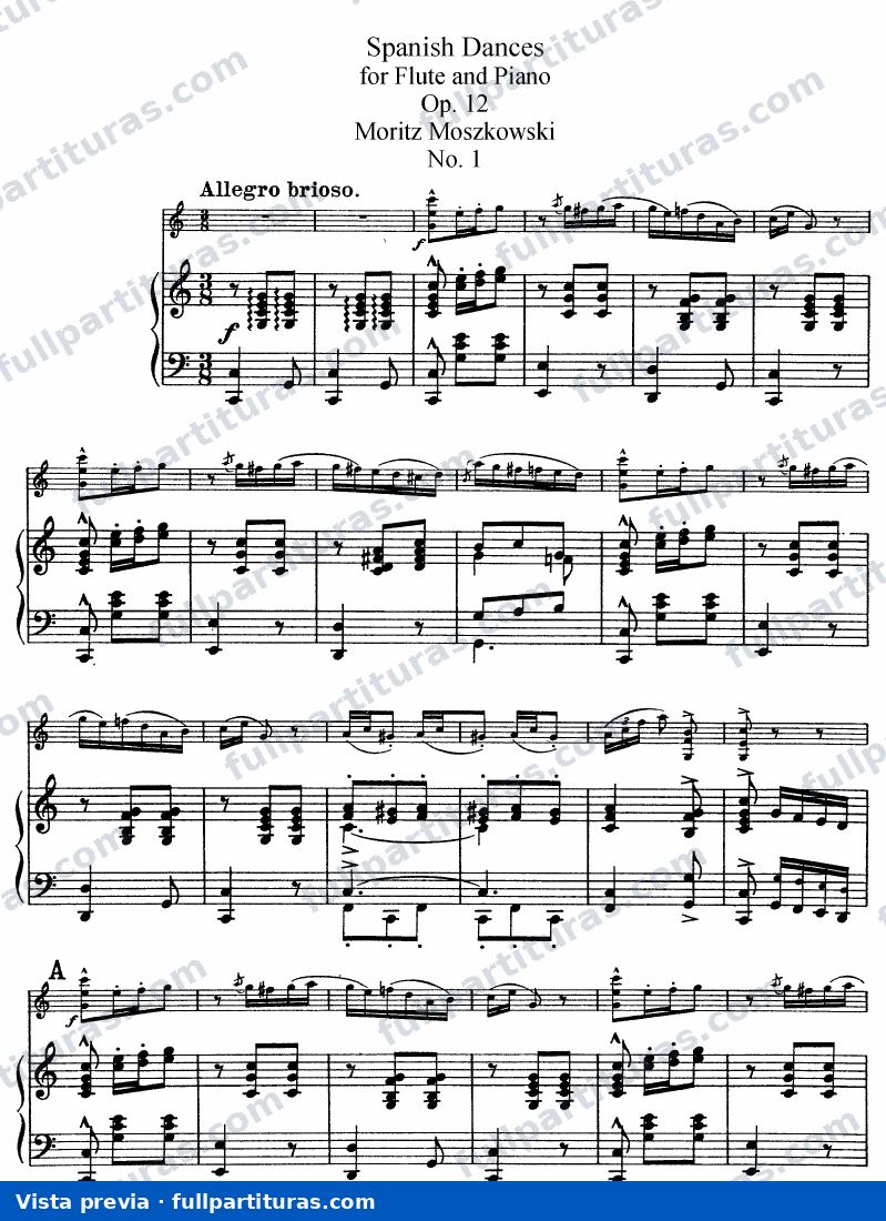 Danzas Españolas para Flauta y Piano Op 12 Nº 1 — preview