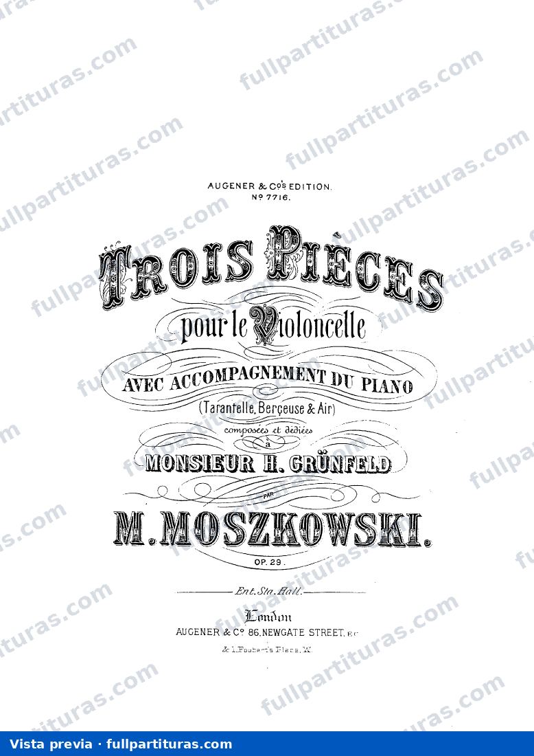 Tres Piezas para cello y piano Op. 29 — preview