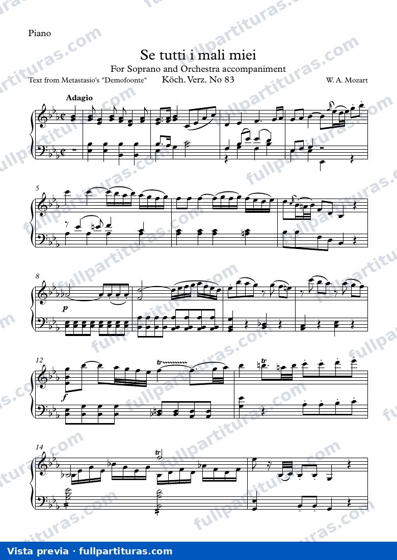 Con acompañamiiento de piano: Se tutti i mali miei — Vorschau