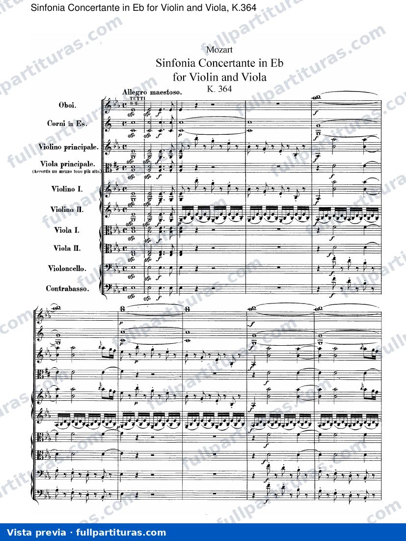 Sinfonía Concertante en Eb para Violín y Viola, Kv.364 — preview