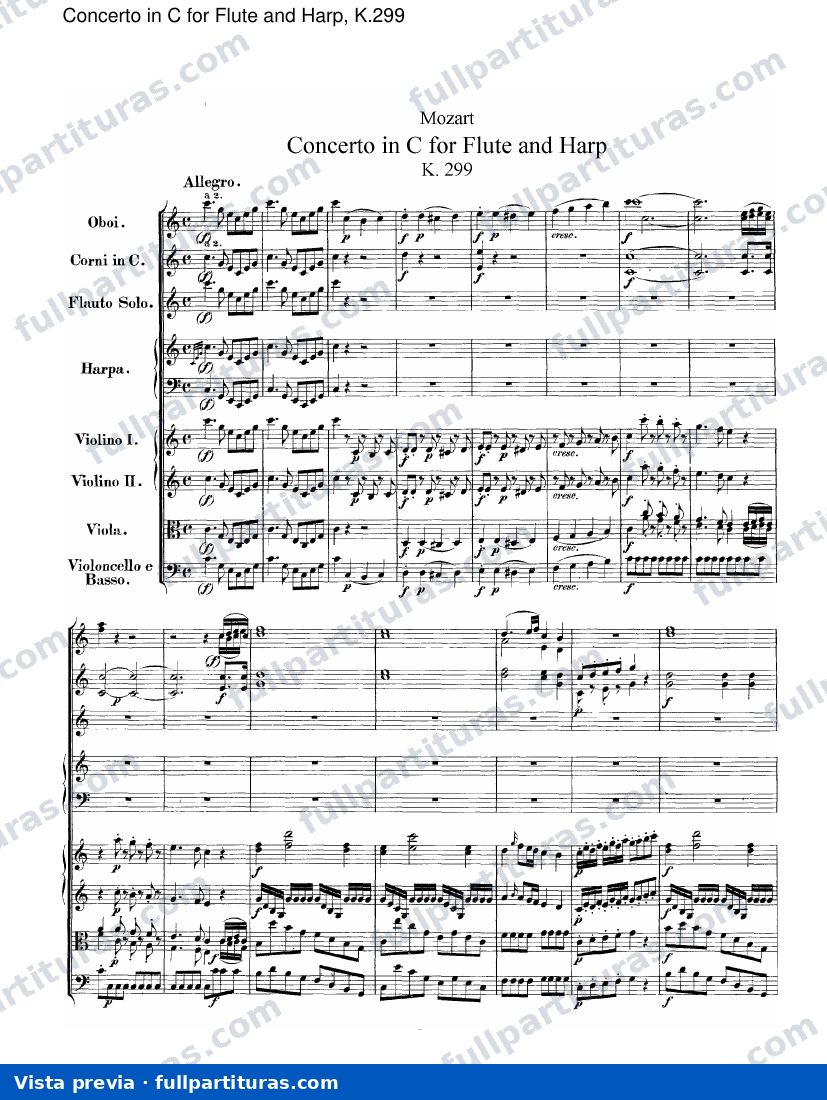 Para instrumentos de vientos: Concierto en C para Flauta y Harp, Kv.299 — preview