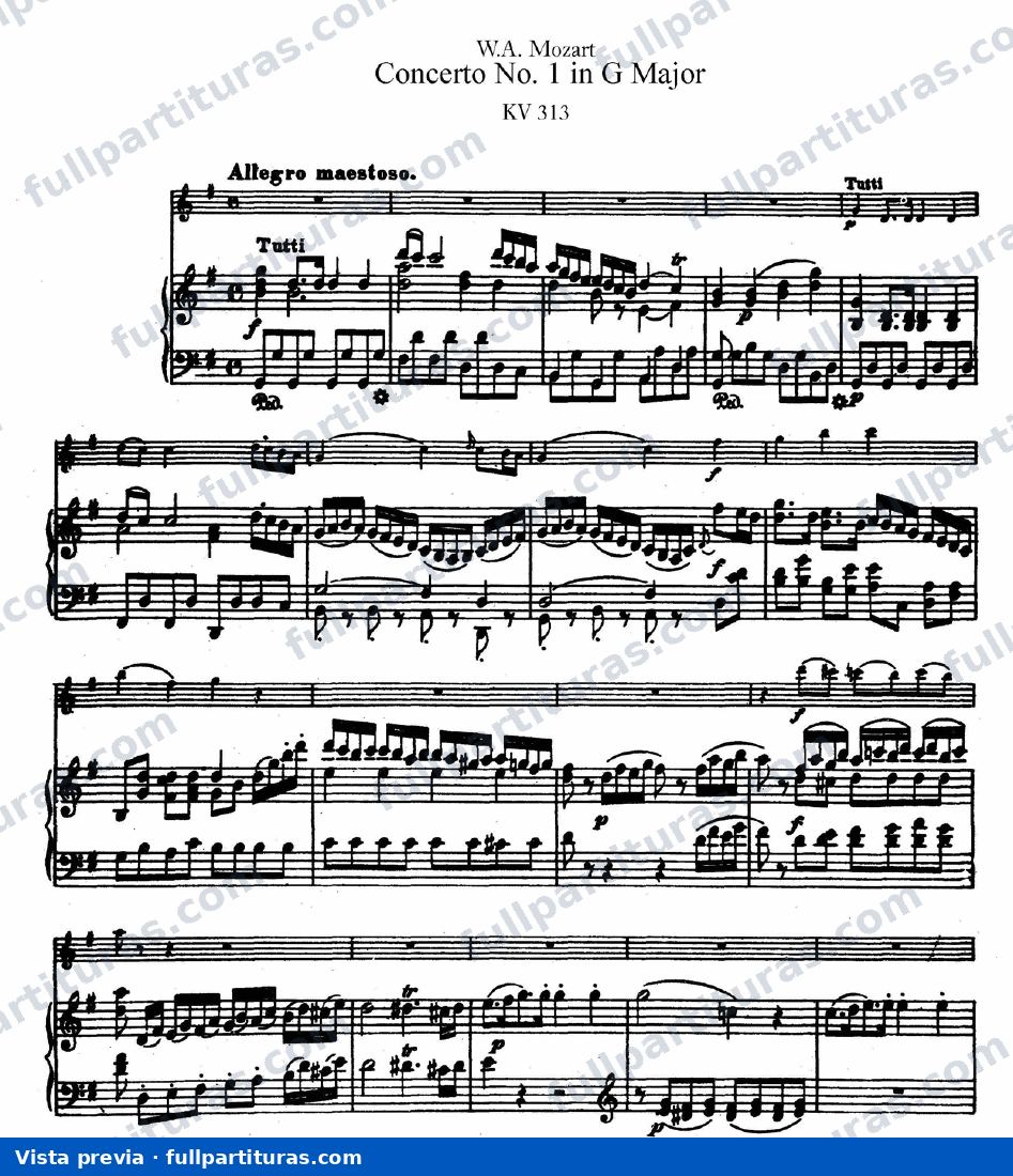 Para instrumentos de vientos: Concierto en G para Flauta, Kv.313 (2) — preview