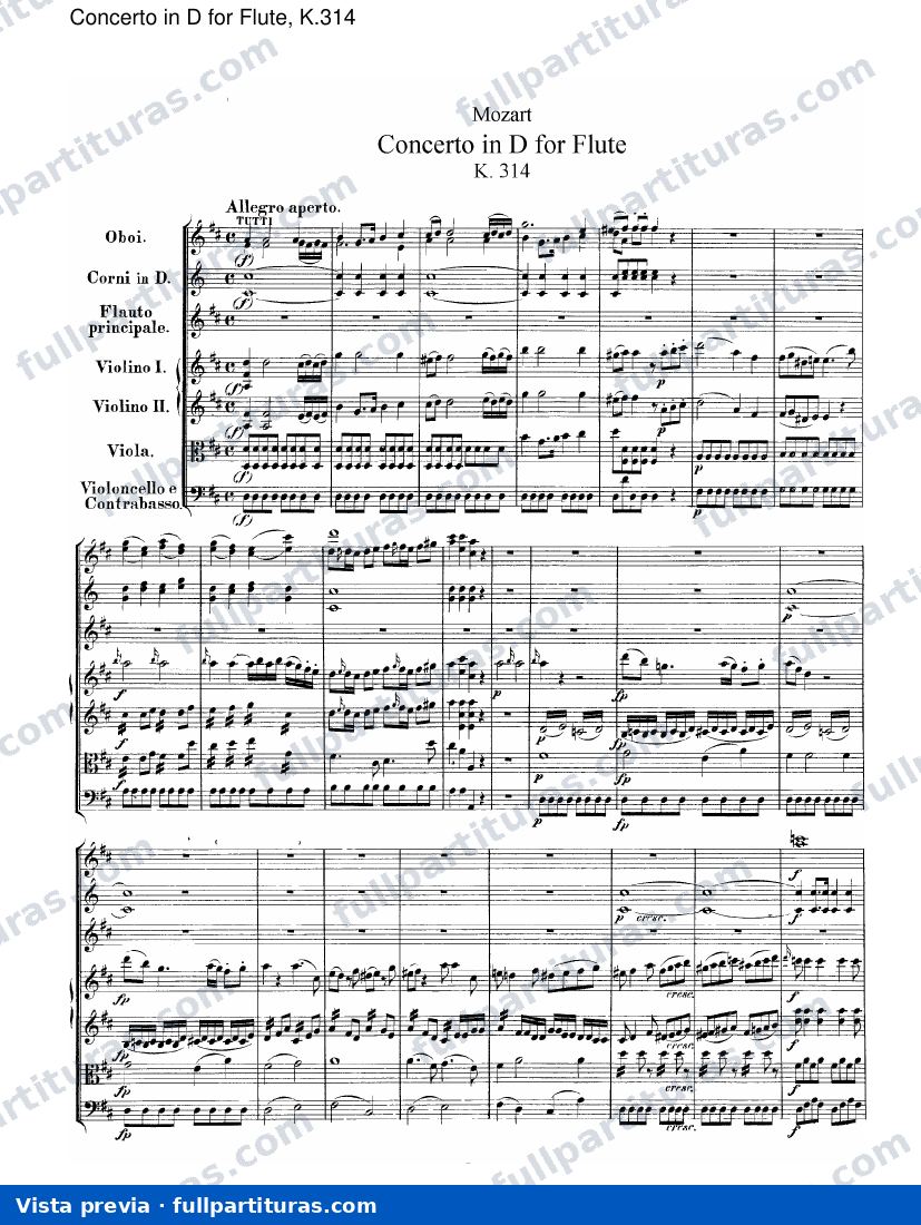 Concierto en D para Oboe o Flauta, Kv.314 — preview