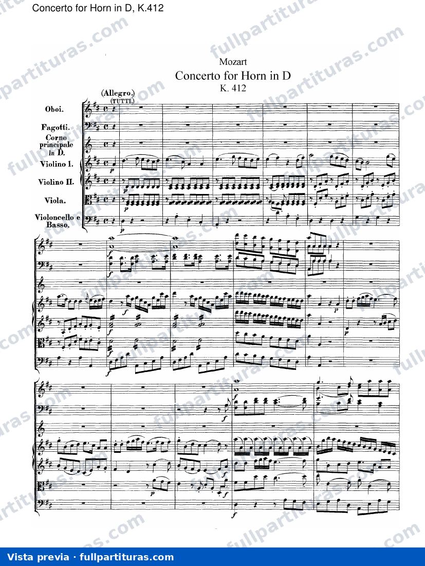 Concierto para Trompa en D, Kv.412 — preview