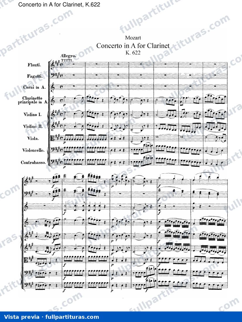 Concierto en A para Clarinet, Kv.622 — preview