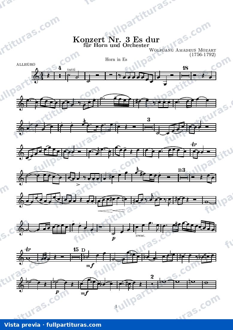 Concierto nº3 en E para Trompa y Orquesta — preview