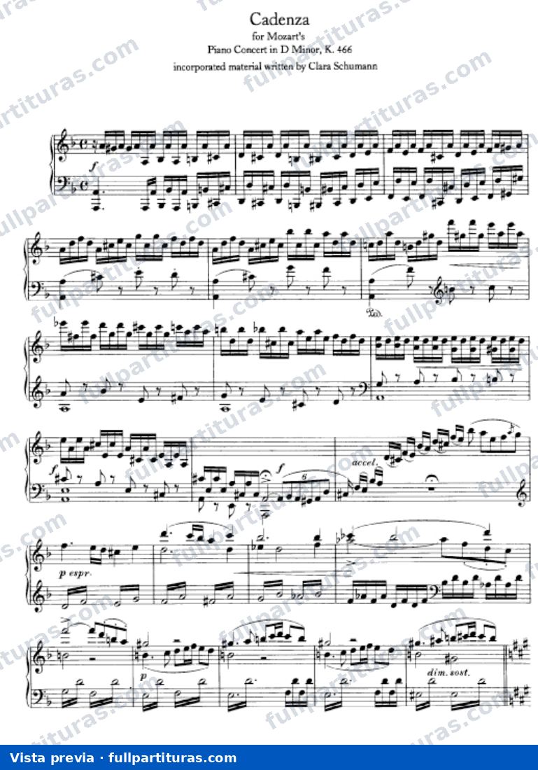 Cadenza del Concierto Nº 20 Kv.466 - (Clara Schumann) — preview