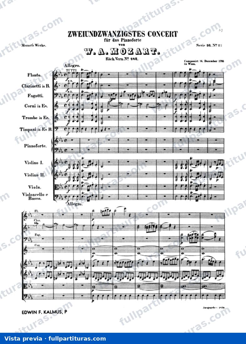 Concierto Nº 22, Kv. 482, Eb major — preview