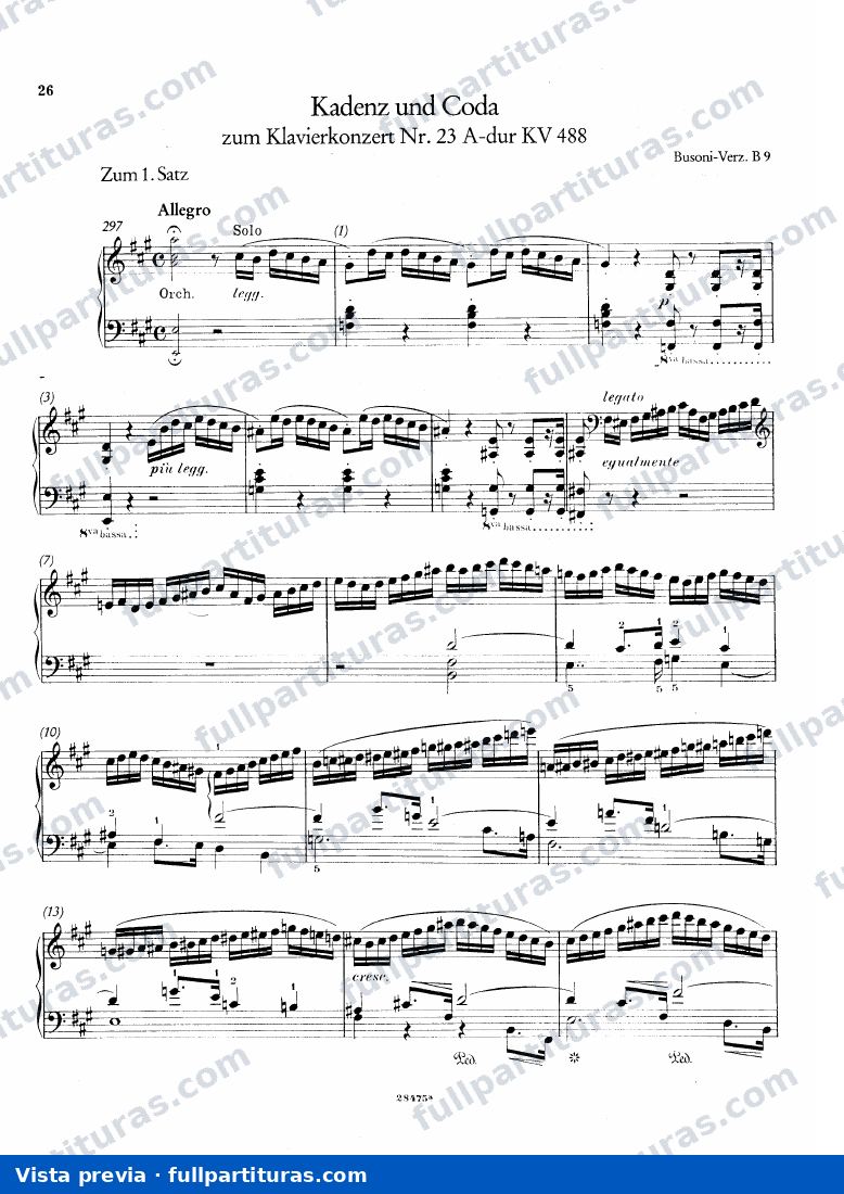 Cadenza del Concierto Nº 23 Kv.488 - (Bussoni) — preview
