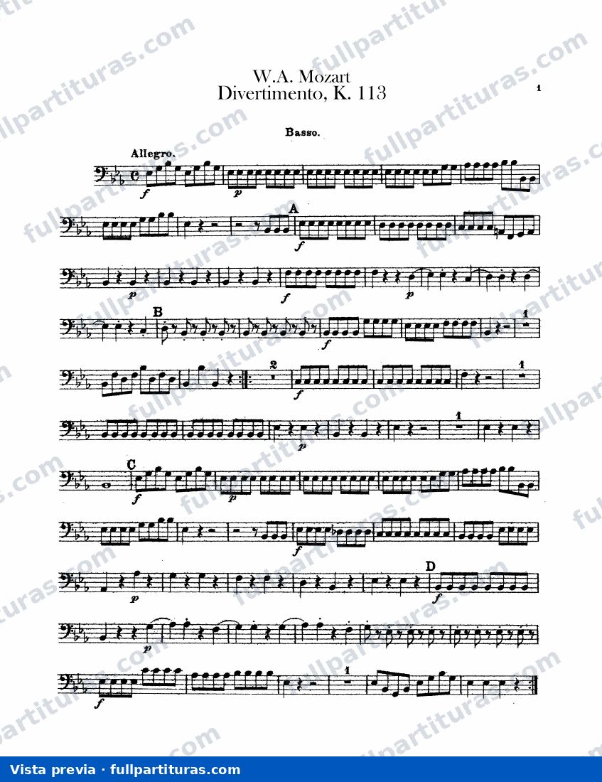 Divertimentos: Parte del violoncello — preview