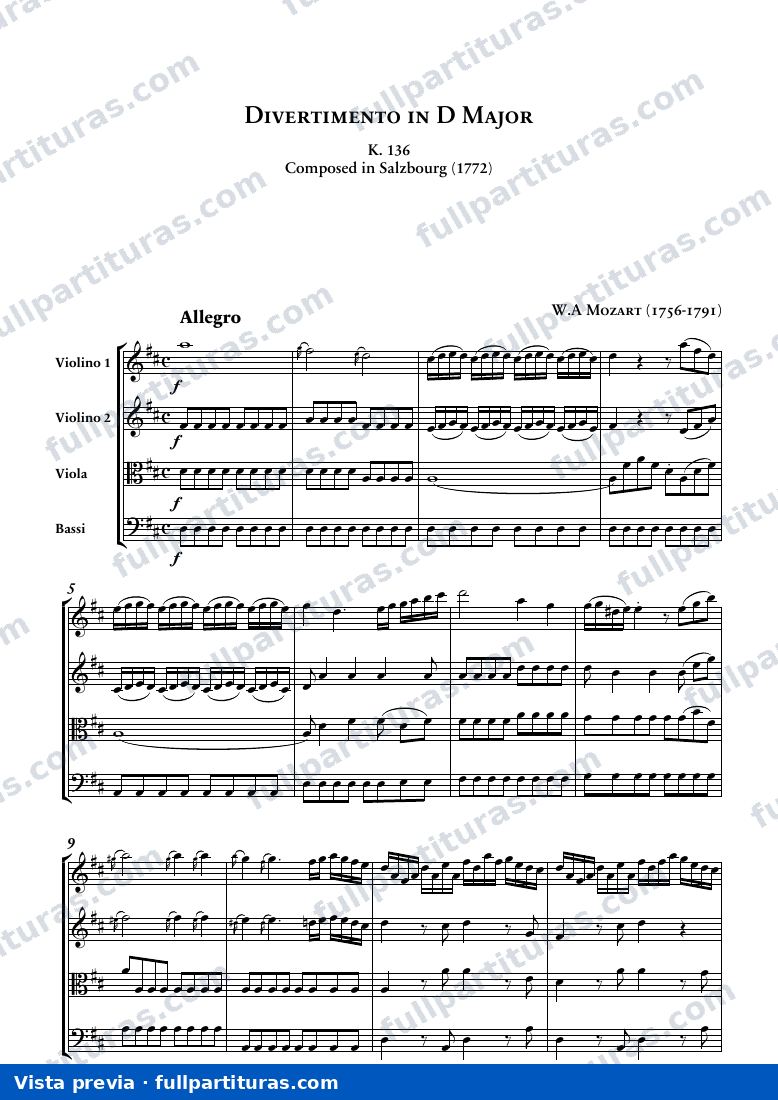 Divertimentos: Divertimento K.136 — preview