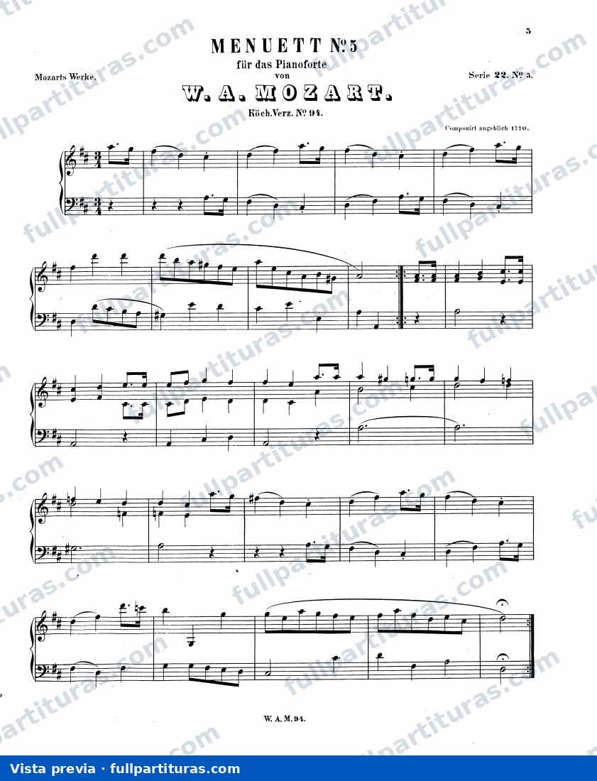 Minuet in D major, K.94/73h — preview
