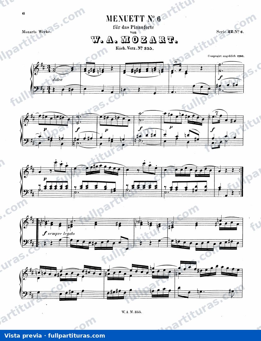 Minuet in D major, K.355/576b — preview