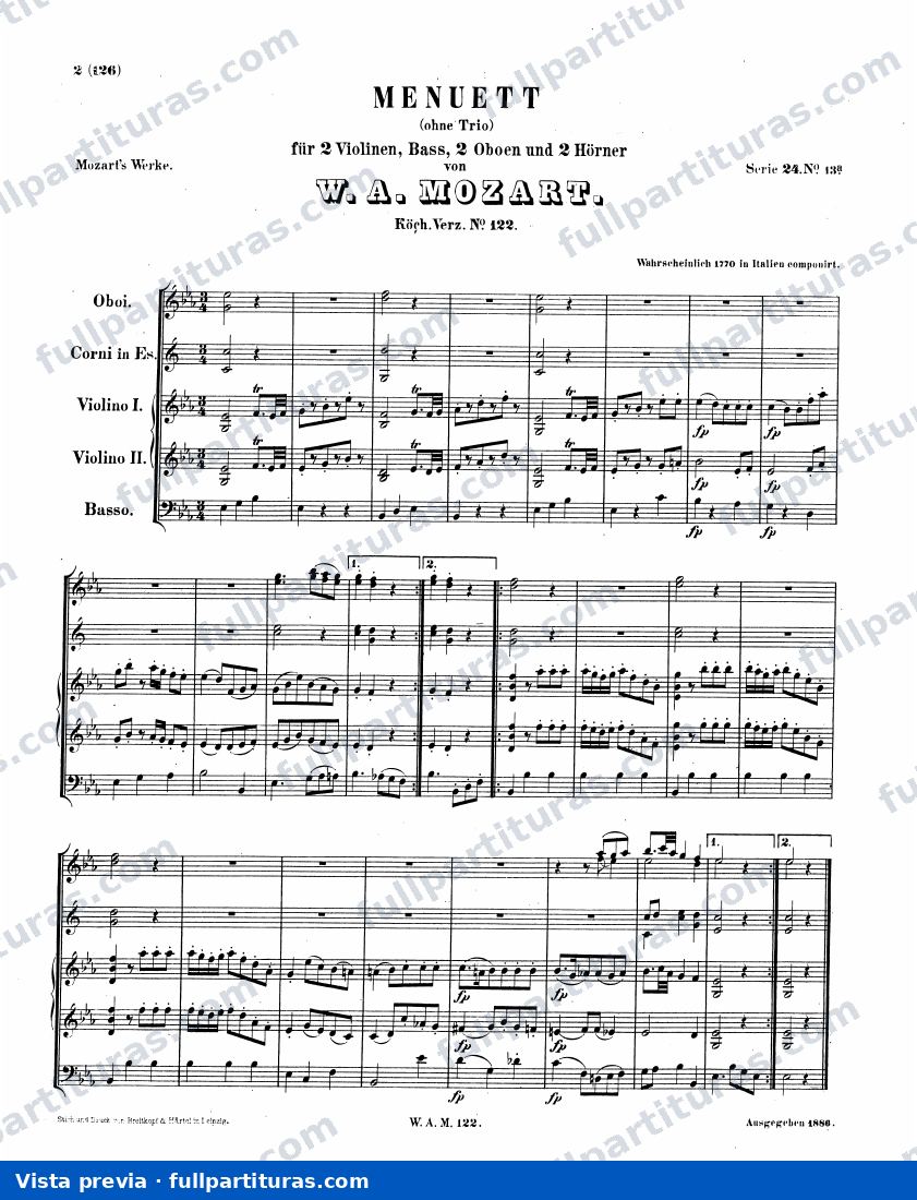Minuet in E-flat major, K.122/K.73t — preview