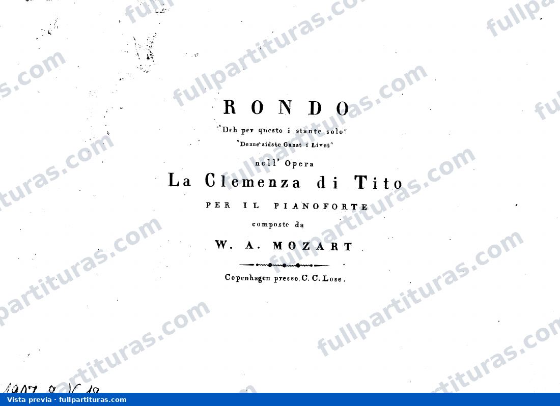 Árias con acompañamiento de piano: Rondo "Deh per questo i stante solo" — preview