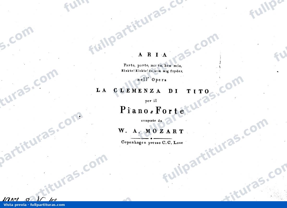 Árias con acompañamiento de piano: Aria "Parto, parto, ma tu, ben mio" — vista previa